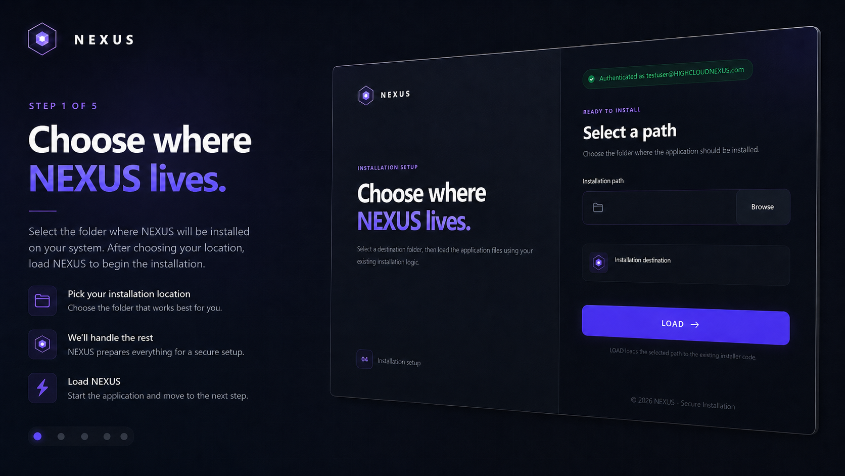 NEXUS loader installation and path selection