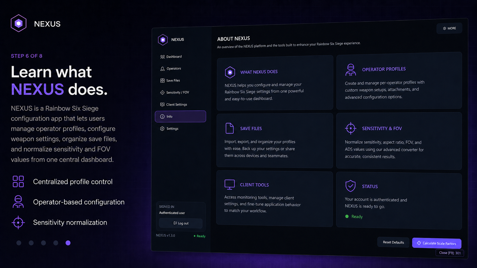 NEXUS dashboard interface preview